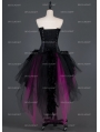 Black and Fuchsia Gothic Burlesque Corset Irregular Prom Party Dress