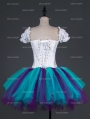 White and Tiffany Blue Gothic Burlesque Corset Short Prom Party Dress