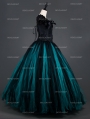 Black and Tiffany Blue Vintage Gothic Corset Long Prom Party Dress