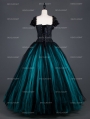 Black and Tiffany Blue Vintage Gothic Corset Long Prom Party Dress