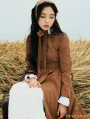 Brown Long Sleeves Vintage Medieval Dress