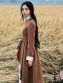 Brown Long Sleeves Vintage Medieval Dress