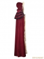 Red Gothic Wool Collar Long Cloak for Women