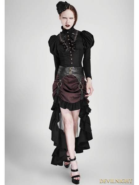Brown Irregular Steampunk Skirt - Devilnight.co.uk