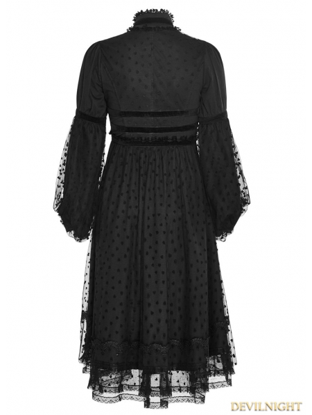 Black Gothic Lolita Puff Sleeves Dress - Devilnight.co.uk