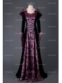 Black and Purple Velvet Vintage Medieval Hooded Dress