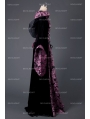 Black and Purple Velvet Vintage Medieval Hooded Dress