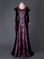 Black and Purple Velvet Vintage Medieval Hooded Dress