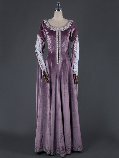 Elegant Purple Velvet Vintage Medieval Dress