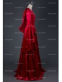 Red Velvet Medieval Hooded Dress