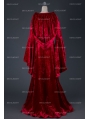 Red Velvet Medieval Hooded Dress