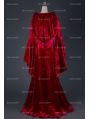 Red Velvet Medieval Hooded Dress