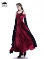 Wine Red Velvet Off-the-Shoulder Medieval Dress