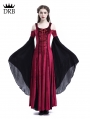 Wine Red Velvet Off-the-Shoulder Medieval Dress