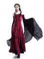 Wine Red Velvet Off-the-Shoulder Medieval Dress