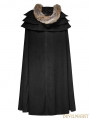 Black Gothic Wool Collar Long Cloak for Men