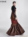 Brown Steampunk Hanging Neck Long Dress