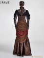 Brown Steampunk Hanging Neck Long Dress