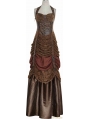 Brown Steampunk Hanging Neck Long Dress