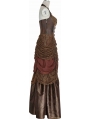 Brown Steampunk Hanging Neck Long Dress