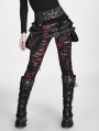 Red Gothic Broken Mesh Leggings 