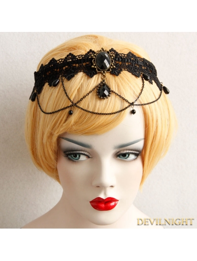 Black Gothic Dark Lace Party Headdress
