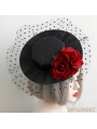Black and Red Gothic Rose Holloween Party Hat Headdress