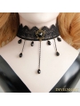 Black Gothic Elegant Bead Pendant Necklace