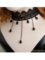 Black Gothic Elegant Bead Pendant Necklace