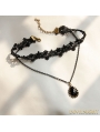 Black Gothic Lace Jacquard Pendant Necklace
