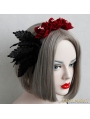 Black and Red Gothic Rose Leaves Holloween Headdress
