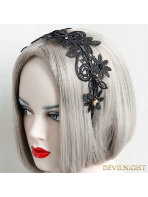 Black Gothic Lace Elegant Headdress