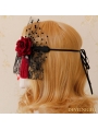 Black Gothic Lace Rose Holloween Veil