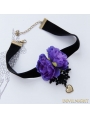 Black Gothic Violet Flower Necklace