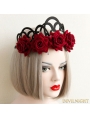 Black and Red Gothic Rose Holloween Headdress