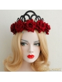 Black and Red Gothic Rose Holloween Headdress