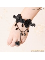 Black Gothic Rose Lace Bead Bracelet Ring Jewelry