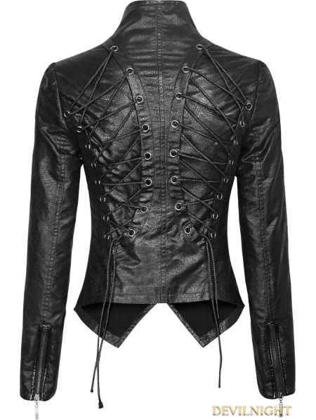 Black Gothic Punk Short Jacket for Women - Devilnight.co.uk