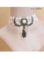 White Gothic Lace Peacock Pendant Necklace