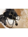 Black Gothic Fur Rose Party Necklace