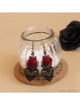 Black and Red Rose Lace Earrings