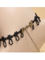 Black Gothic Bow Tassel Necklace