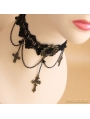 Black Gothic Lace Cross Pendant Party Necklace