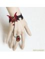 Red Gothic Vampire Tassel Bracelet Ring Jewelry