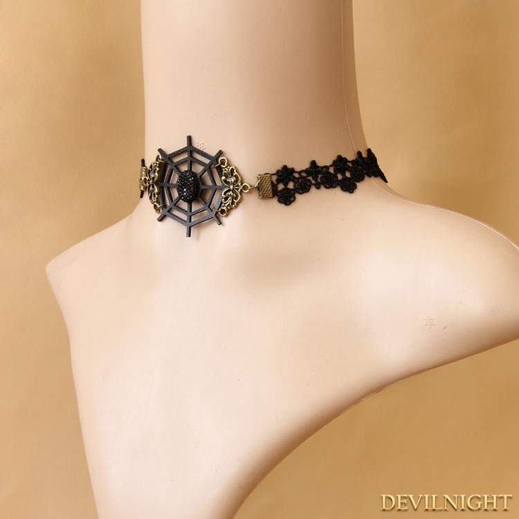 Black Gothic Cobweb Party Necklace