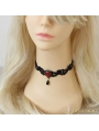 Black Gothic Ruby Lace Necklace