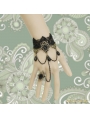 Black Gothic Elegant Bead Lace Bracelet Ring Jewelry