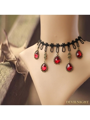 Black and Red Elegant Wedding Ruby Necklace