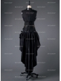 Black Steampunk Gothic Corset Burlesque High-Low Prom Party Dress