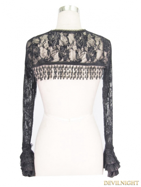 Black Lace Long Sleeves Cape for Women - Devilnight.co.uk